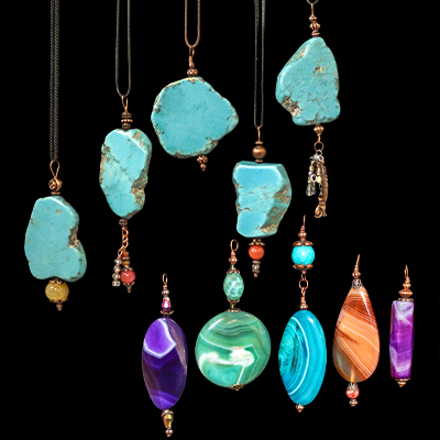 Large Gemstone & Bead Copper Necklaces