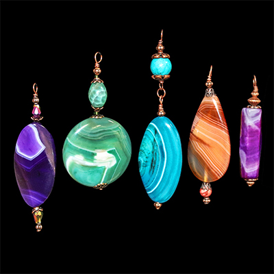 Large Gemstone & Bead Copper Necklaces