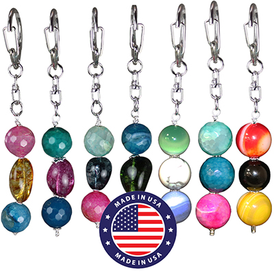Polished Gemstone & Crystal Keychain
