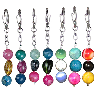 Polished Gemstone & Crystal Keychain