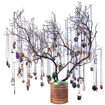 Copper Crystal Jewelry Pkg with Tree Display